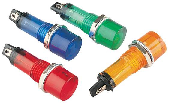 Panneau Signalétique Néon / Lampe Voyant 12mm – Lunette Chrome, Couleurs Rouge/vert/ambre, Neuf, Marque Catersparesuk