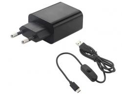 Adaptateur secteur USB 5V/3A + cable USB-USB-C avec inter